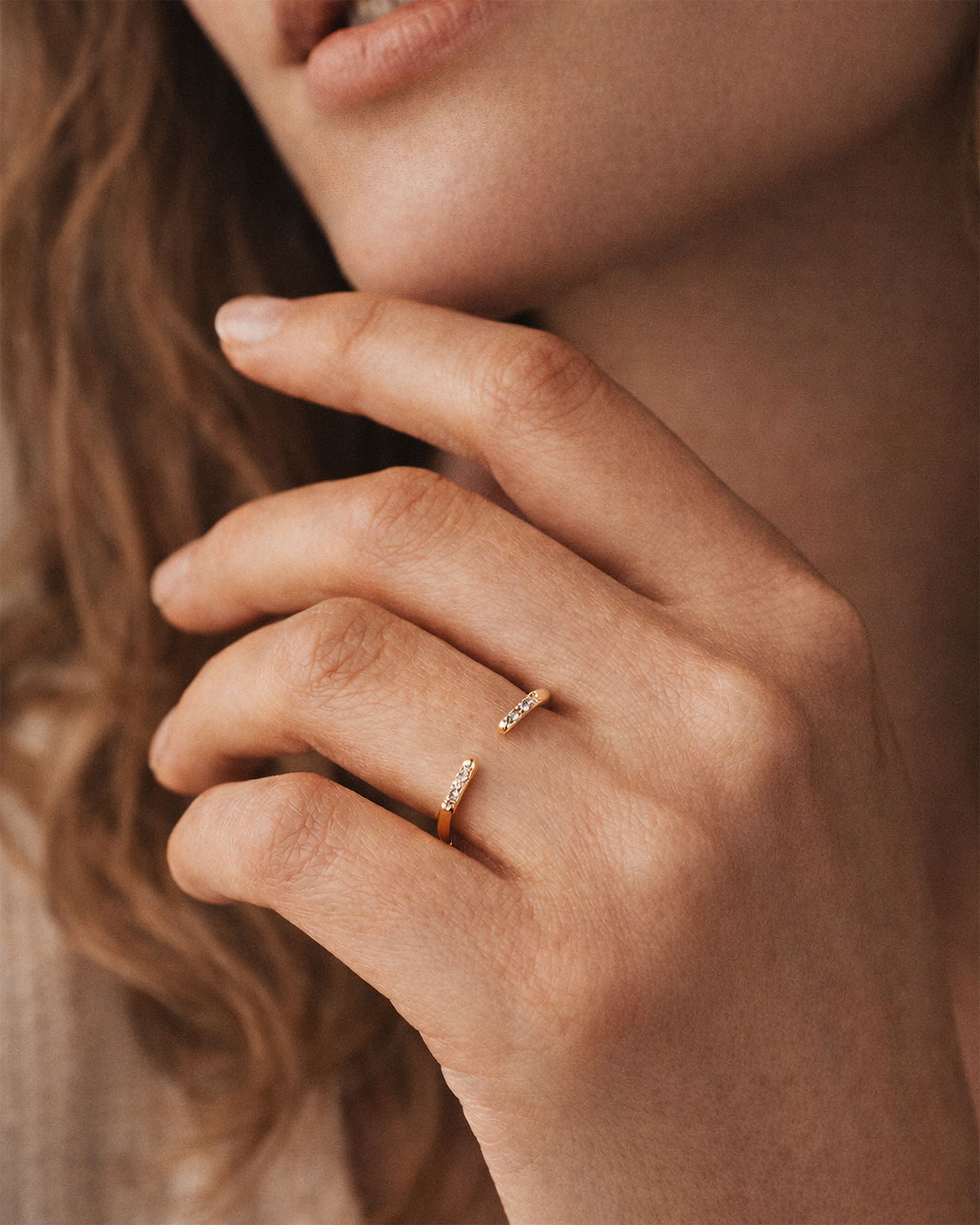 Open Pave Ring in Gold — Crystal — alternate view