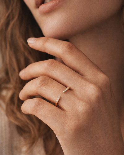 Open Pave Ring in Gold — Crystal — alternate view
