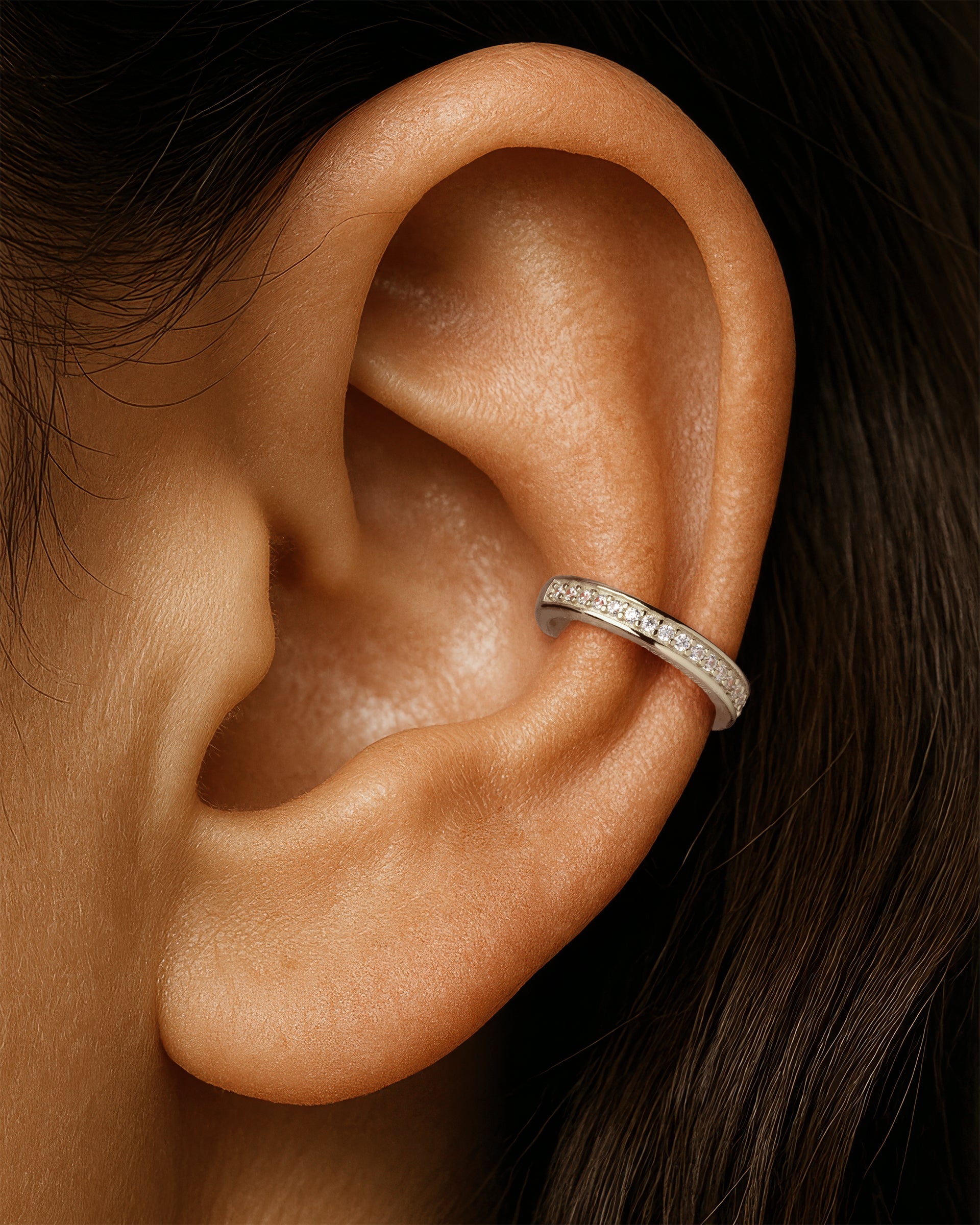 Pave Conch Ear Cuff in Silver — alternate view