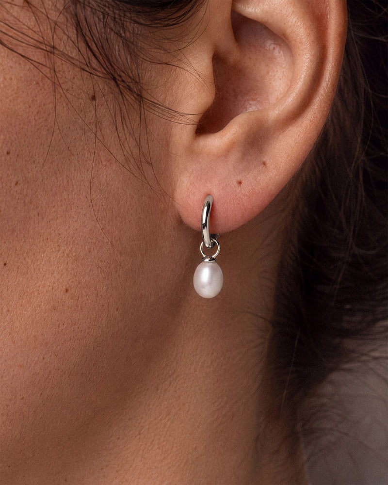 Pearl Charm Hoops