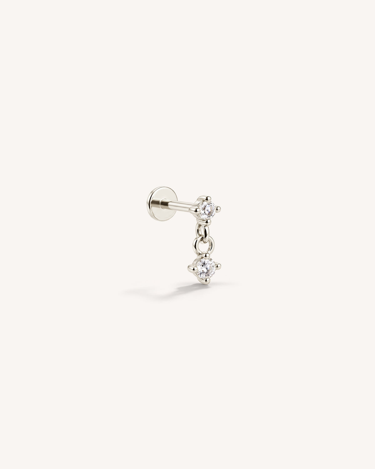 Flatback Solitaire Drop Labret Stud in Silver 