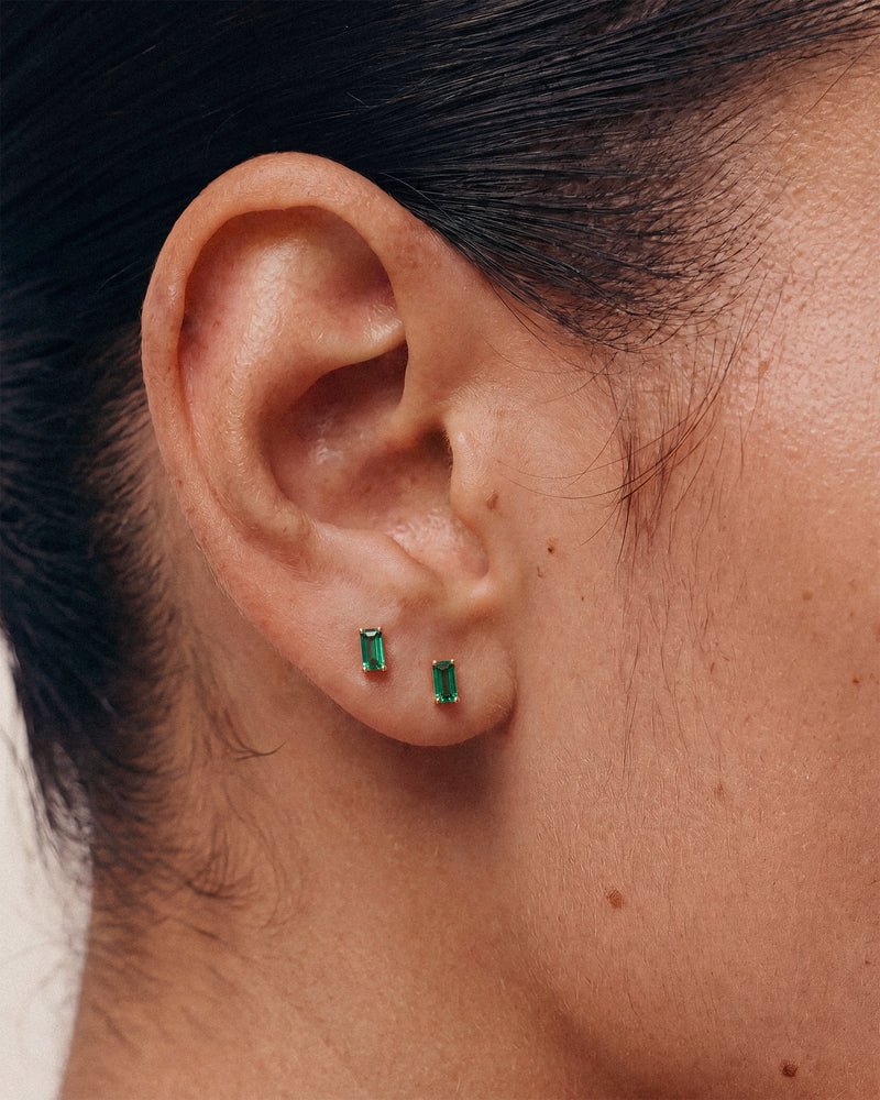 Tiny Baguette Solitaire Studs