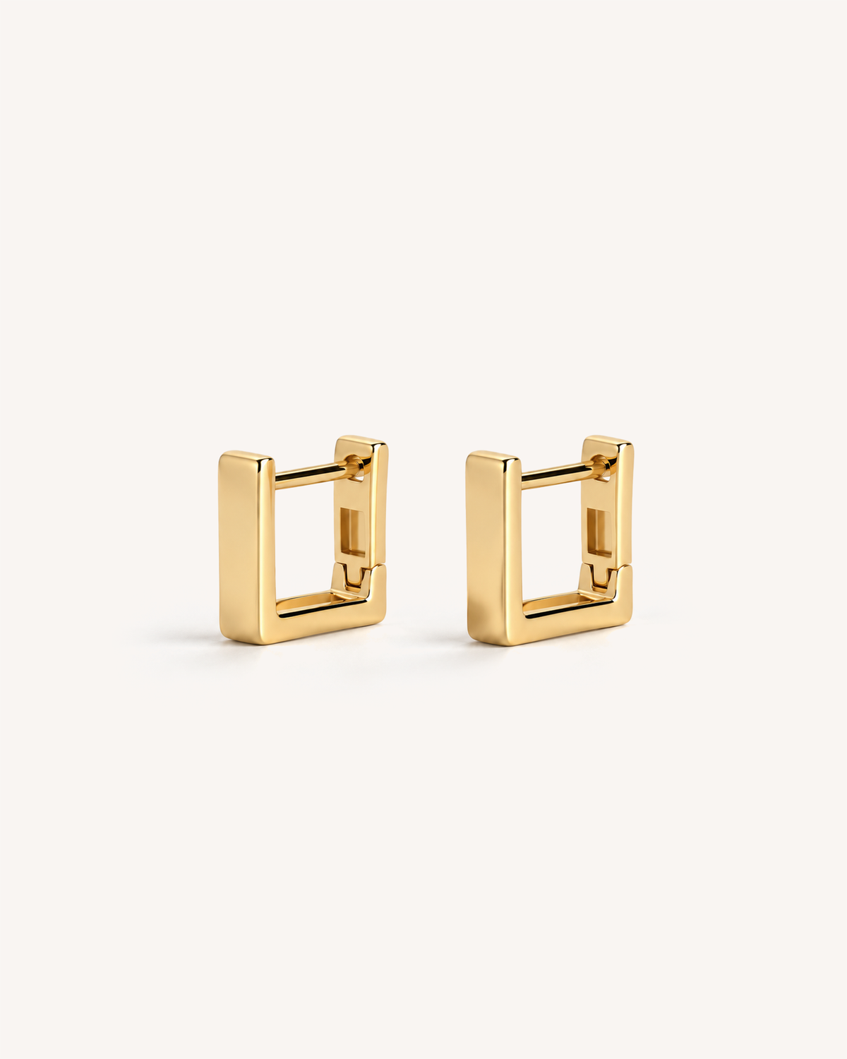 Square Huggie Hoops in Gold