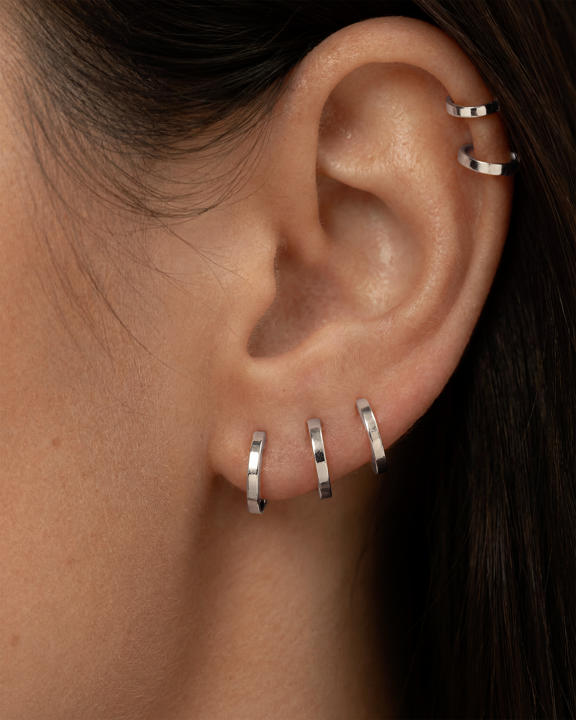 Square Edge Huggie Hoops - 5mm