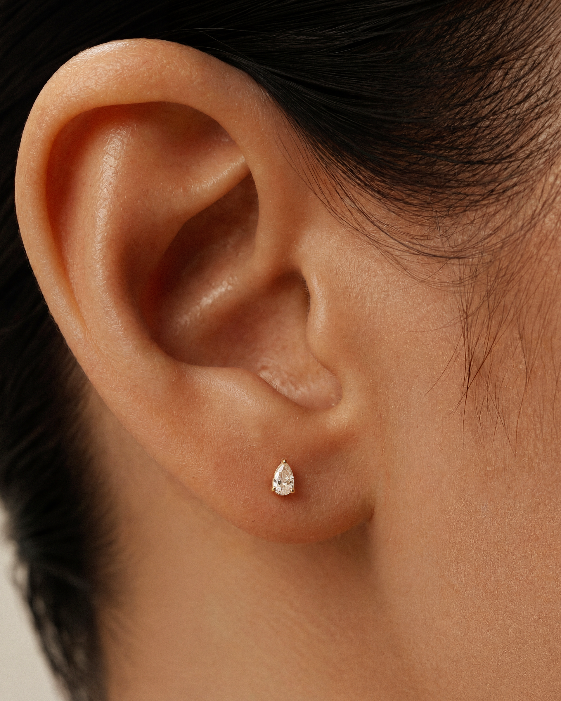 Teardrop Studs in Gold — alternate view