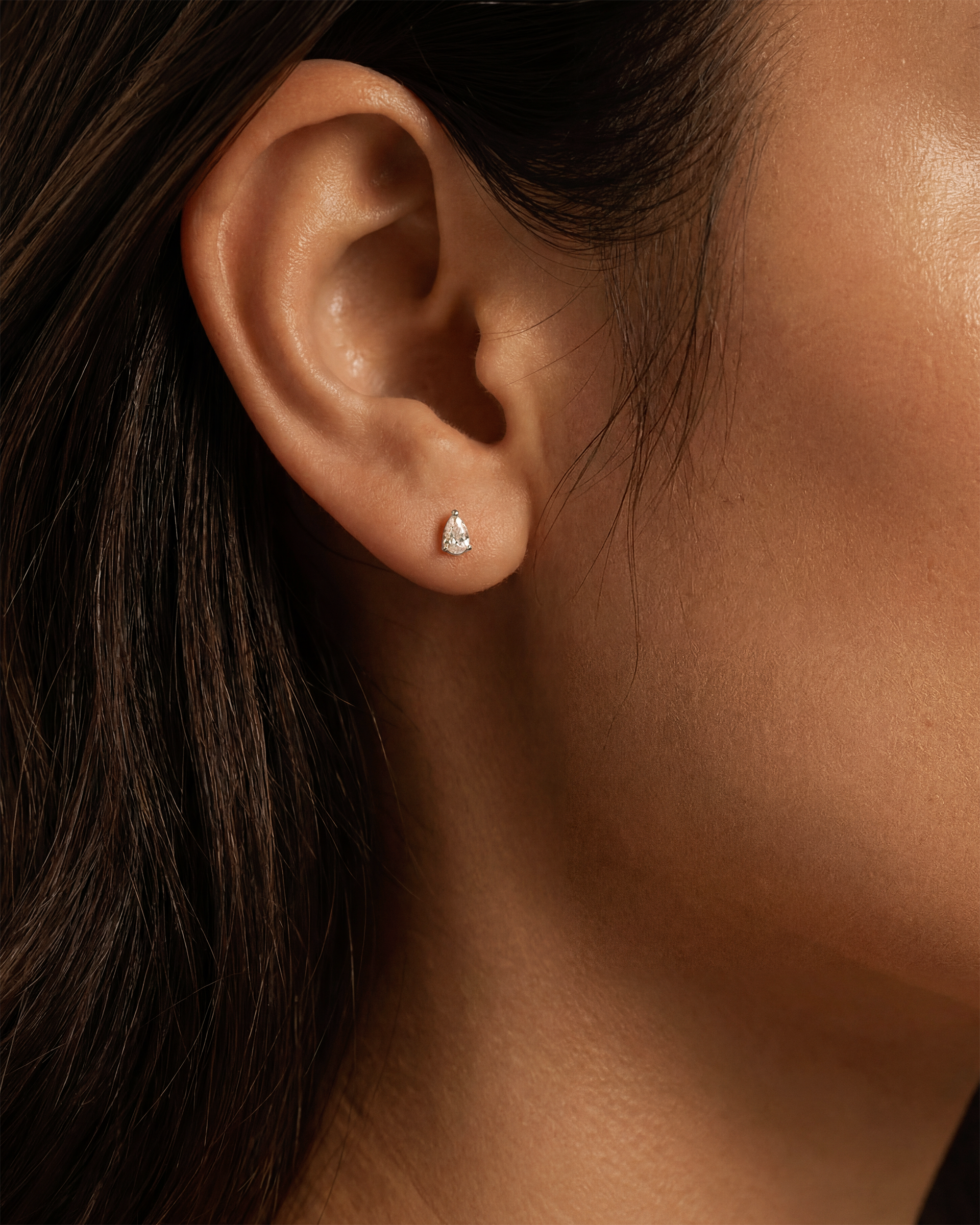 Teardrop Studs in Silver — alternate view