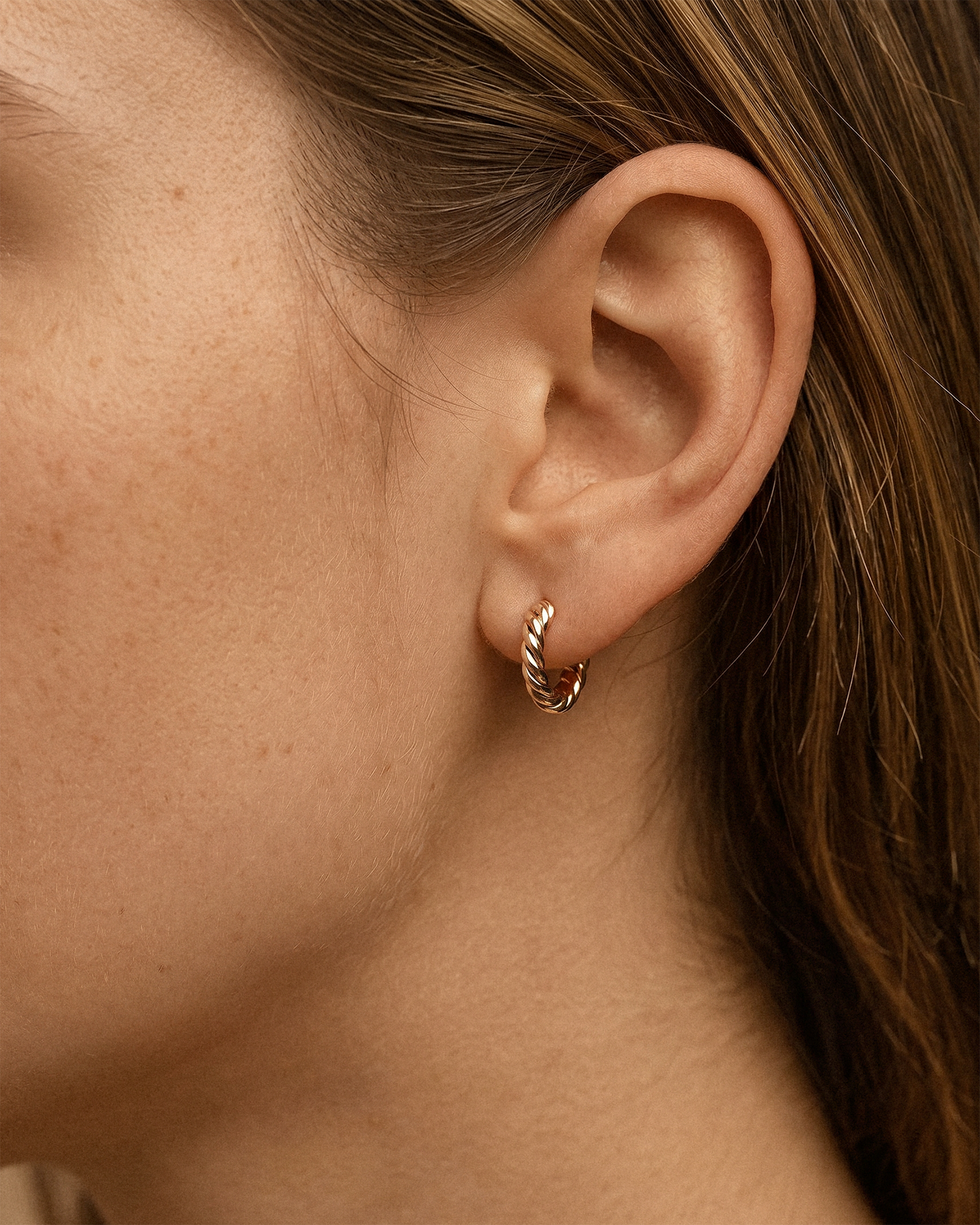 Thick Braid Hoops in Gold — alternate view