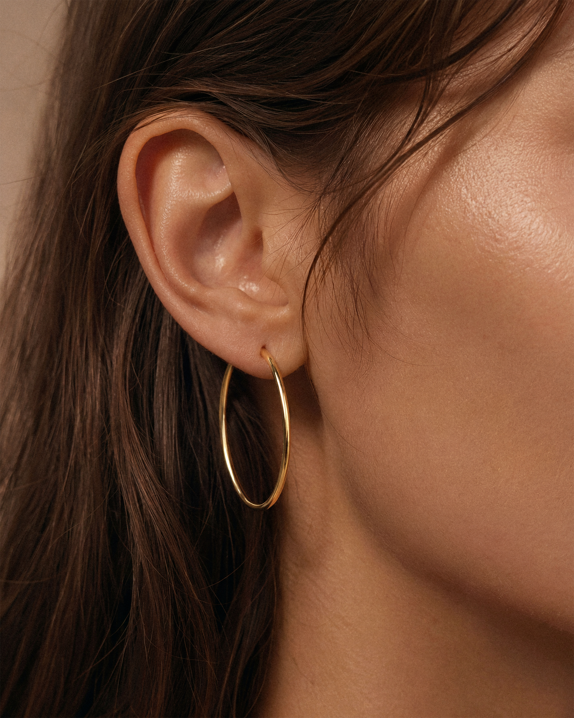 Thin Big Hoops in Gold — alternate view