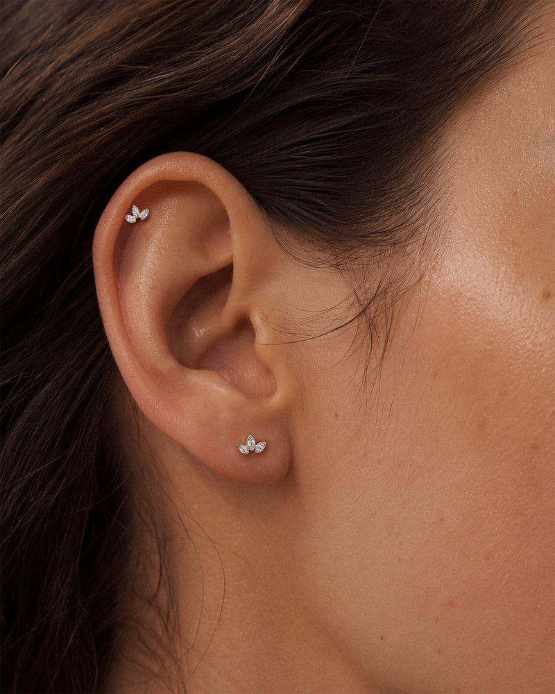 Three Stone Petal Studs
