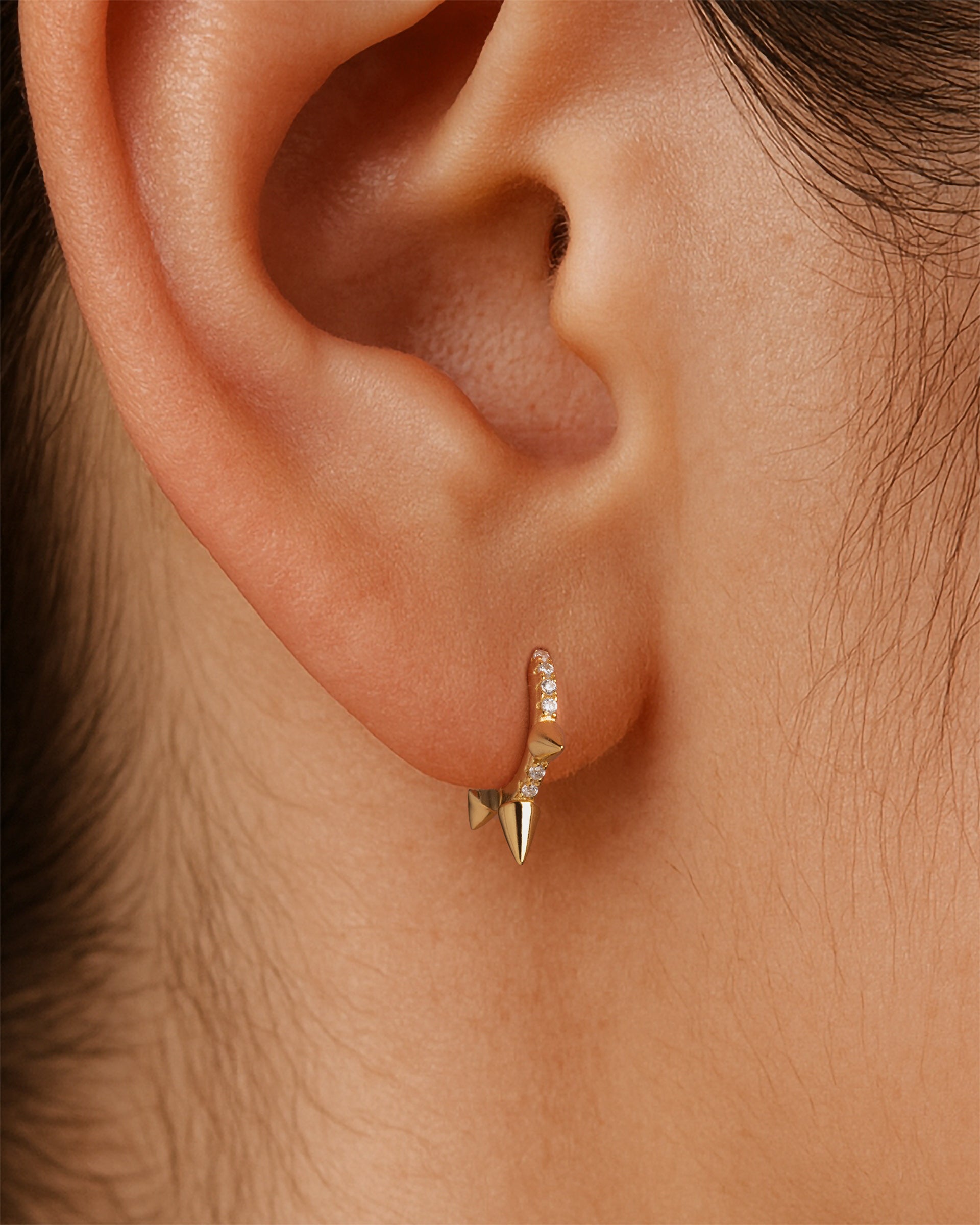 Trieste Pave Huggie Hoops in Gold — alternate view