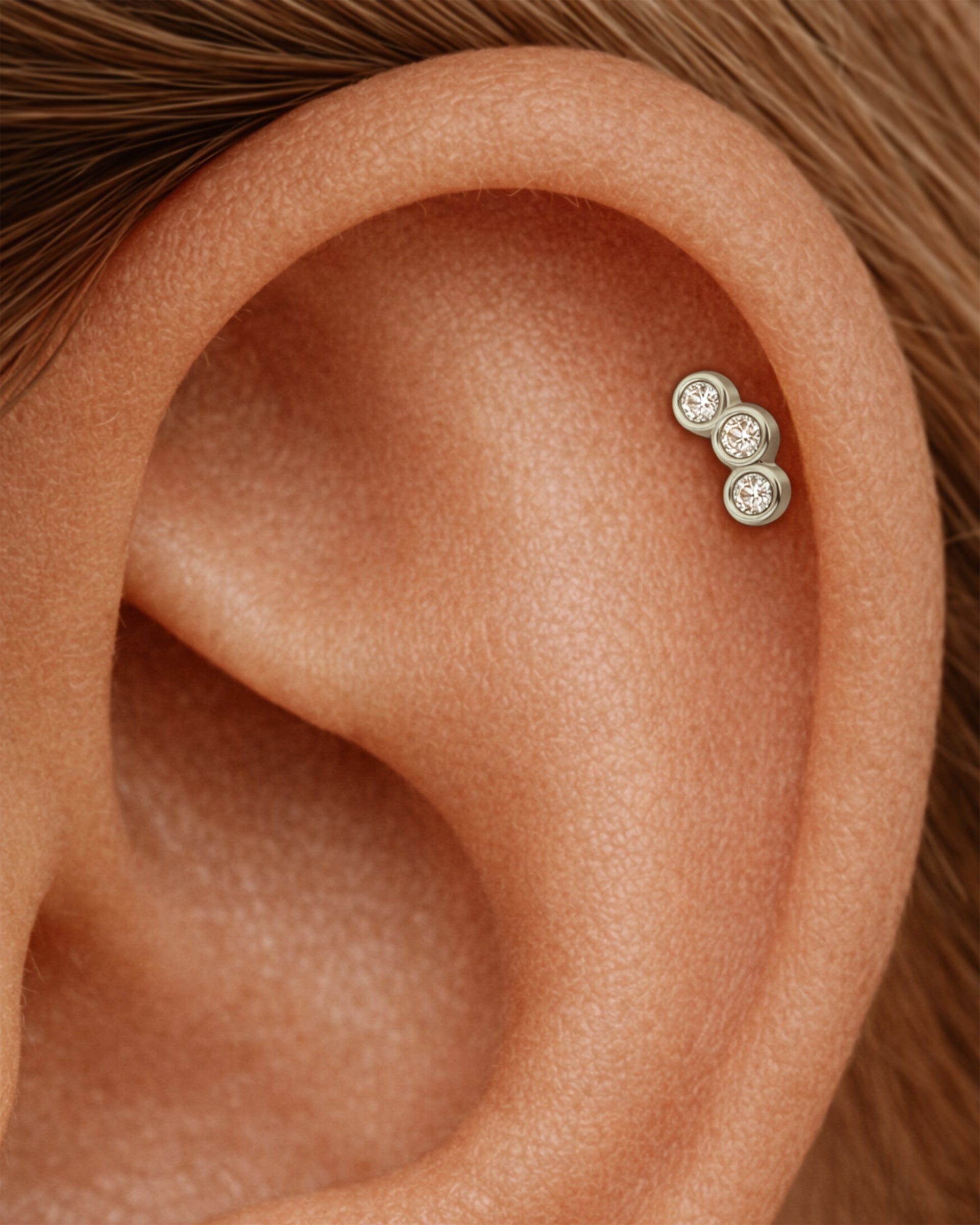 Trio Crystal Labret Stud in Silver — alternate view