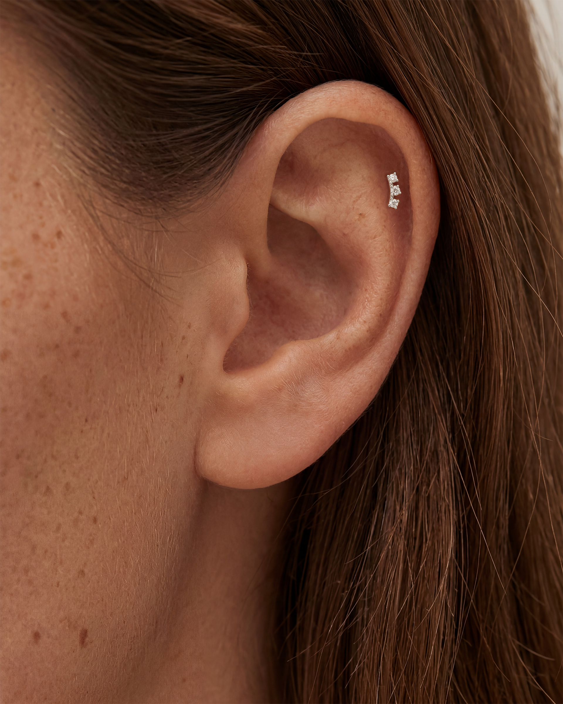 Triple Crystal Labret Stud