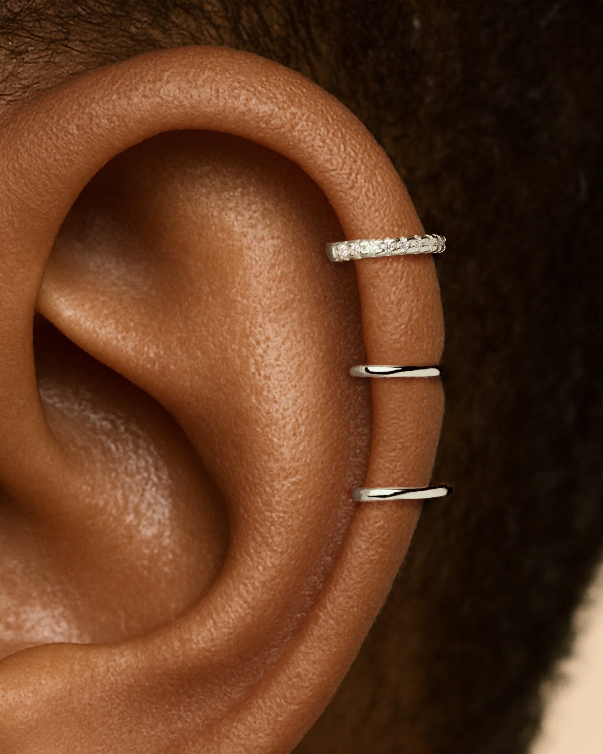 Triple Pave Ear Cuff in Silver — alternate view