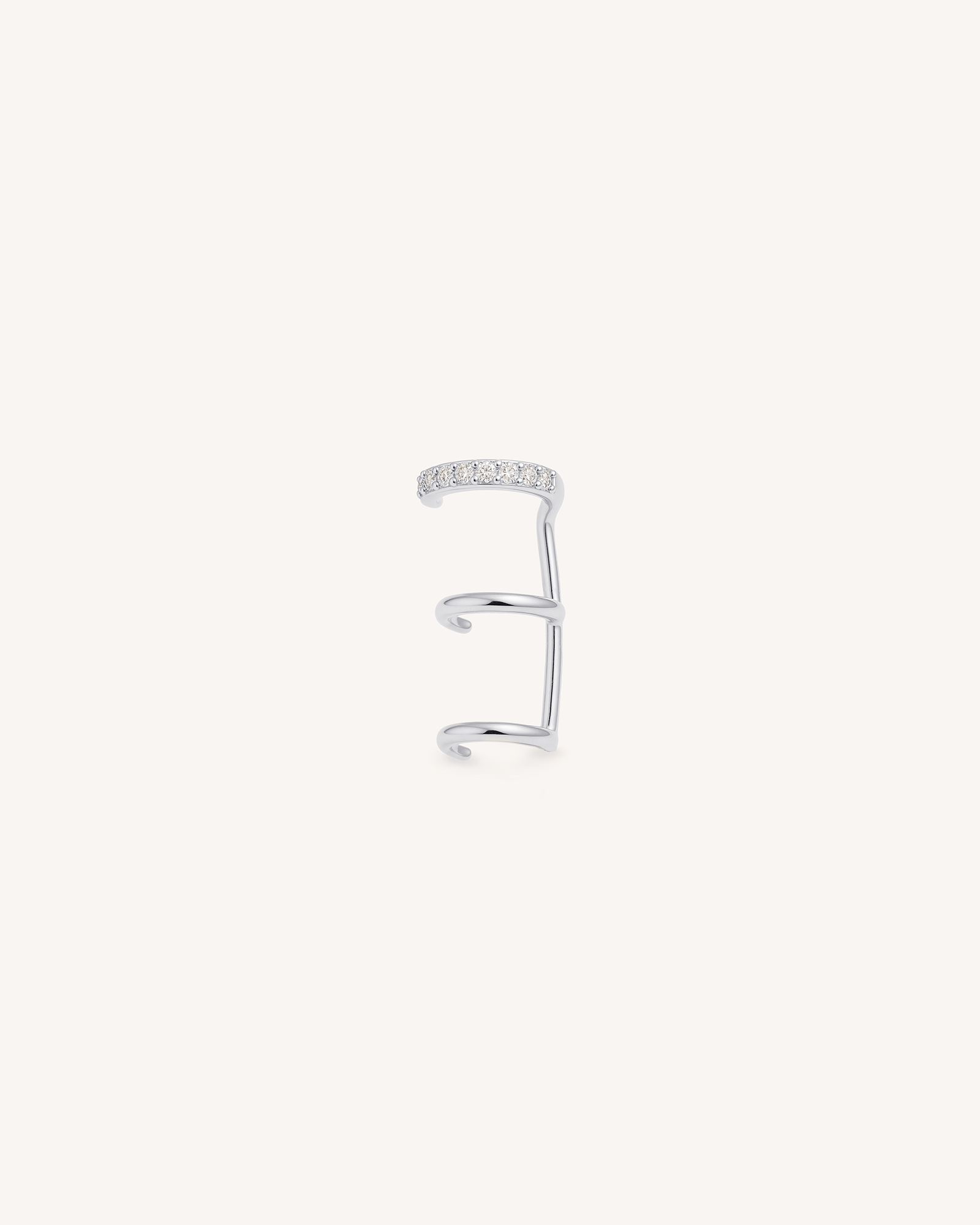 Triple Pave Ear Cuff in Silver