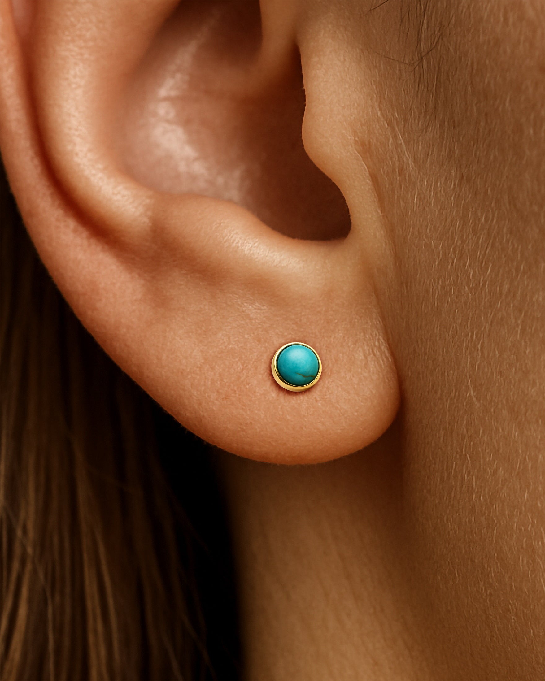 Turquoise Studs 5mm in Gold — alternate view