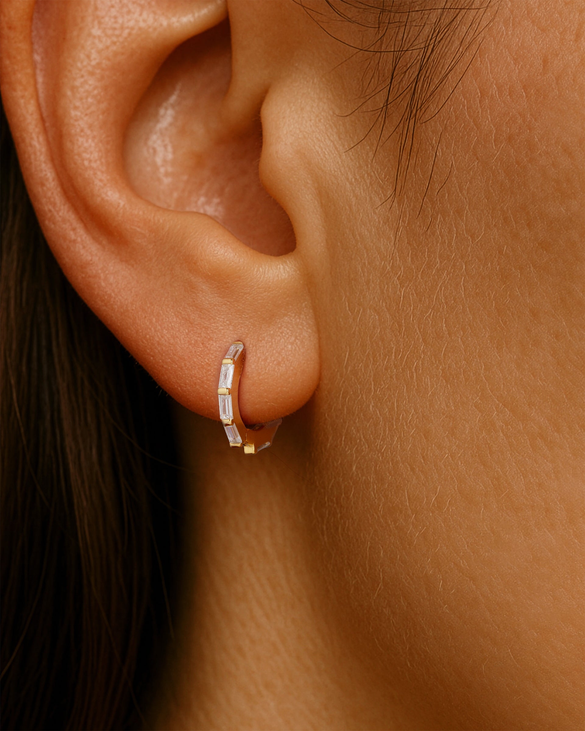 Baguette Hoops in Gold — alternate view