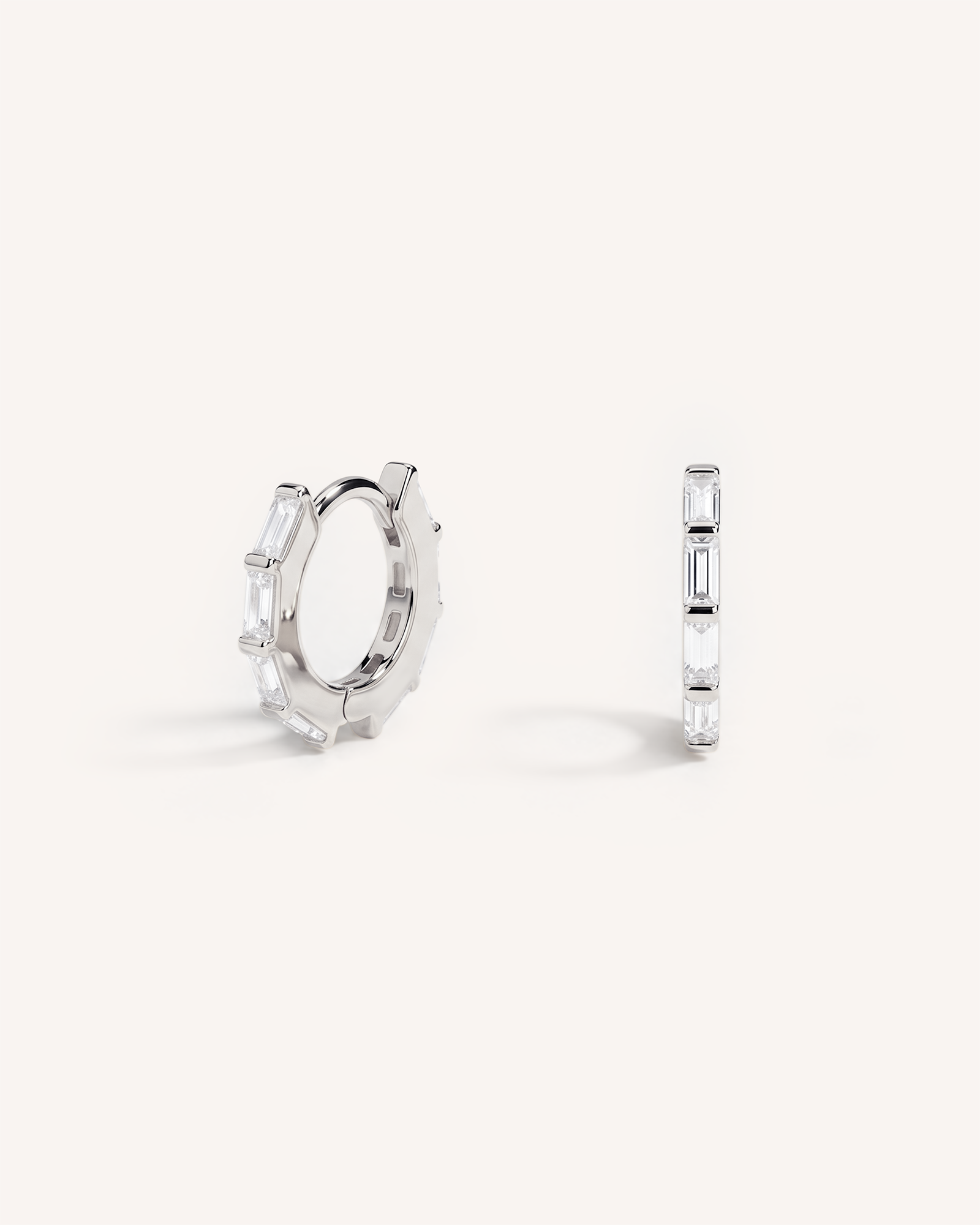 Baguette Hoops in Silver