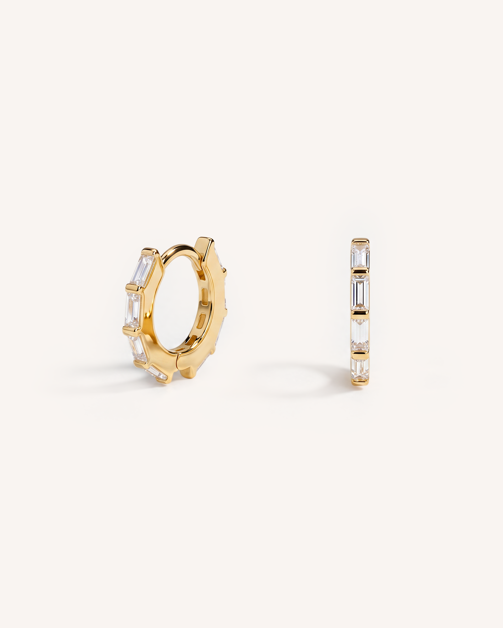 Baguette Hoops in Gold