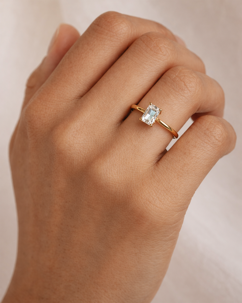 Solitaire Baguette Ring