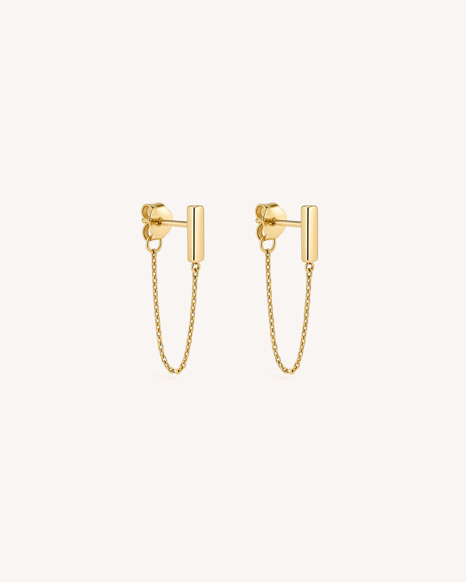 Bar Chain Stud Earrings in Gold
