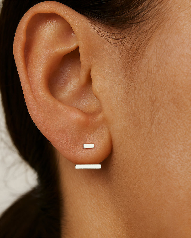 Bar Ear Jacket Stud Earrings