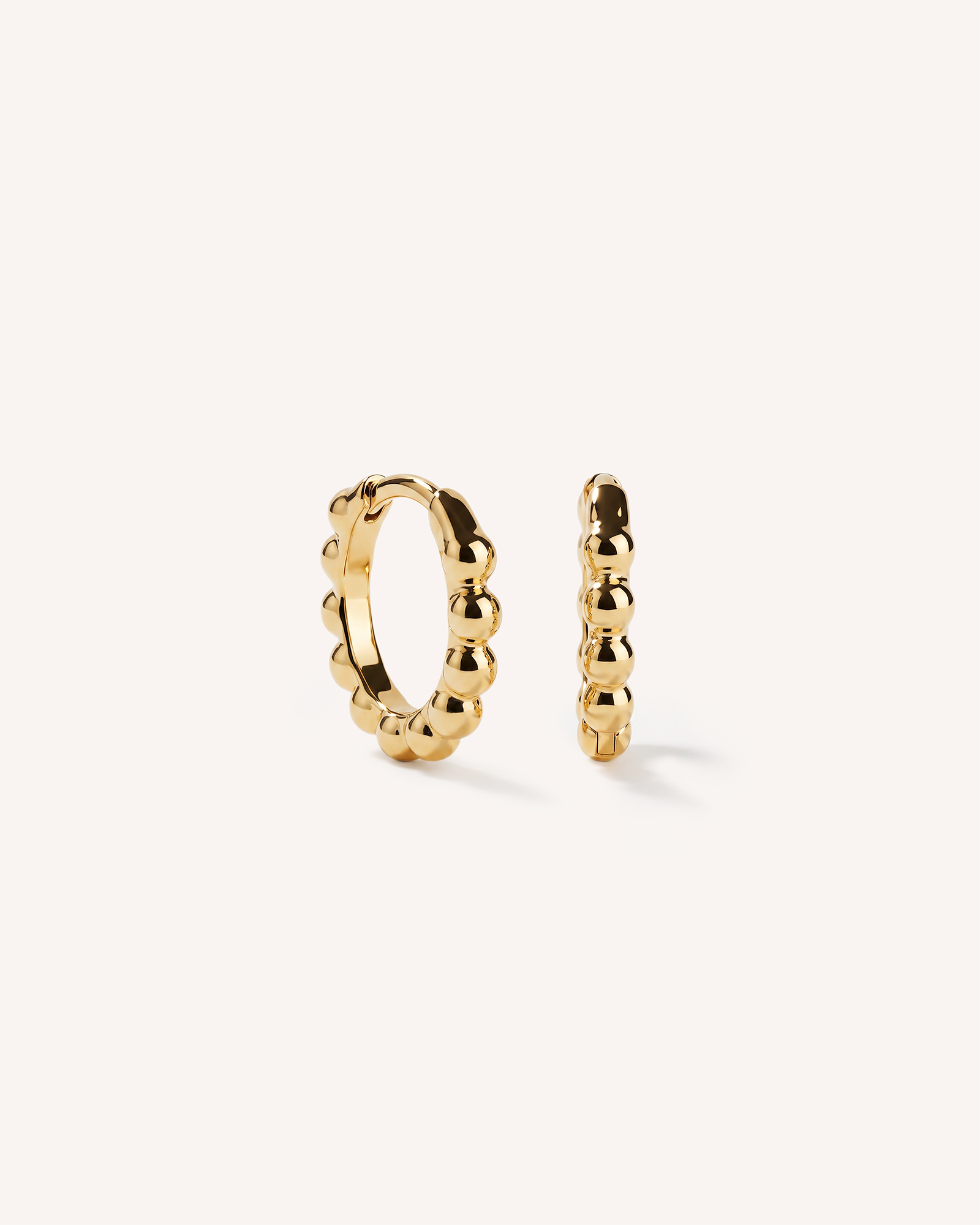 Beaded Huggie Hoops in Gold