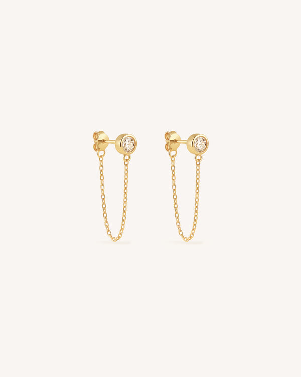 Bezel Chain Wrap Earrings