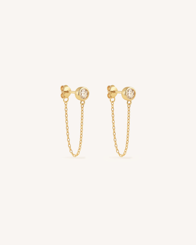 Bezel Chain Wrap Earrings