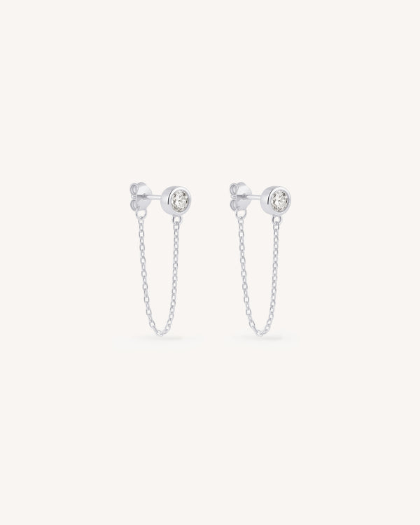 Bezel Chain Wrap Earrings
