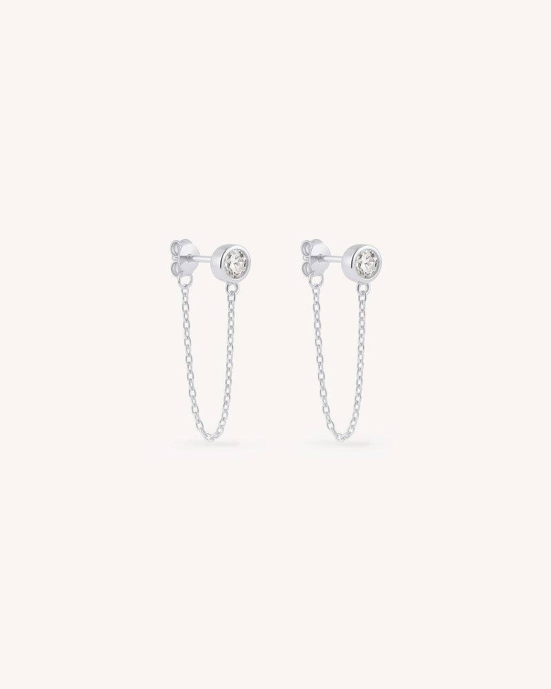 Bezel Chain Wrap Earrings