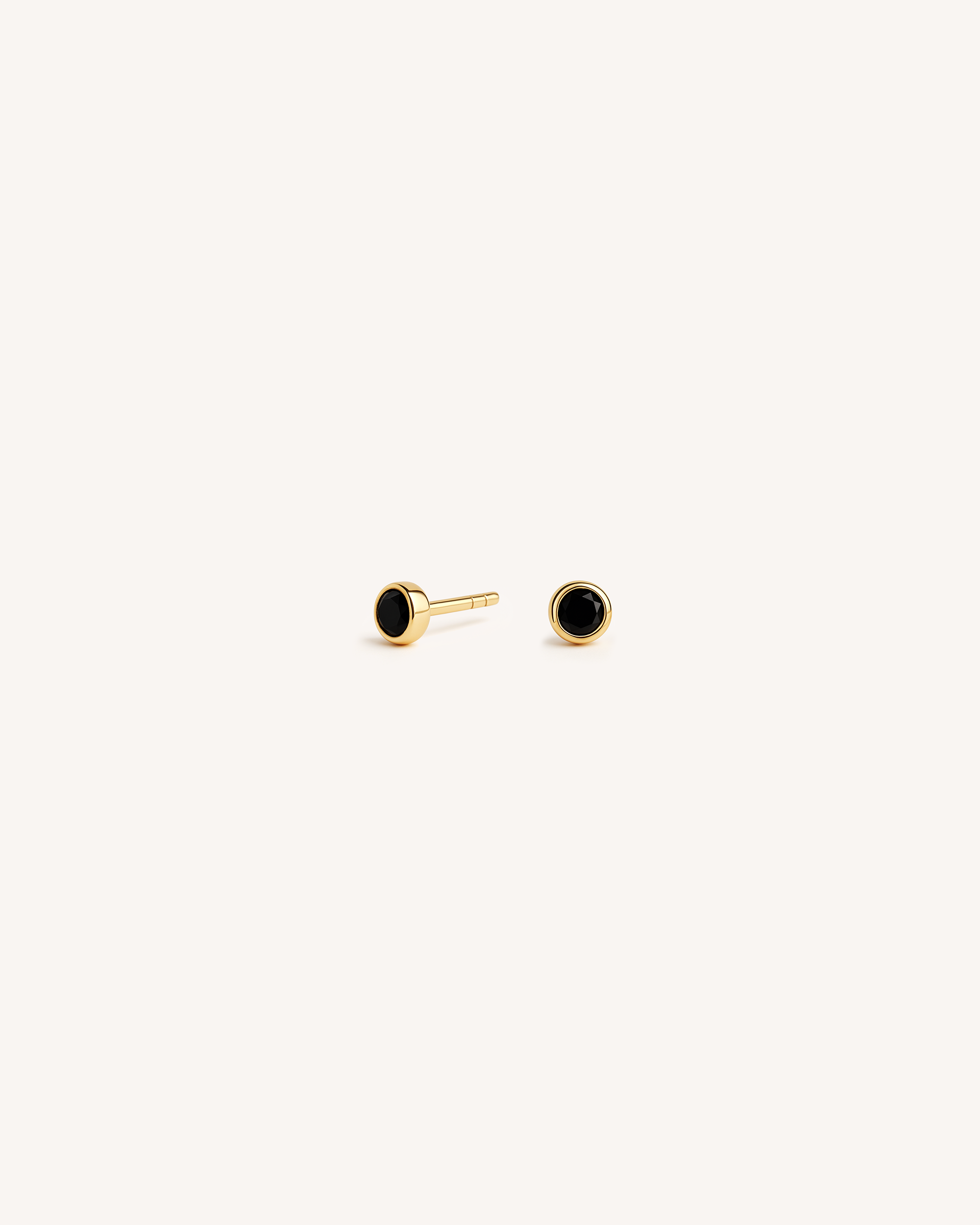 Mini Bezel Studs in Gold — Onyx