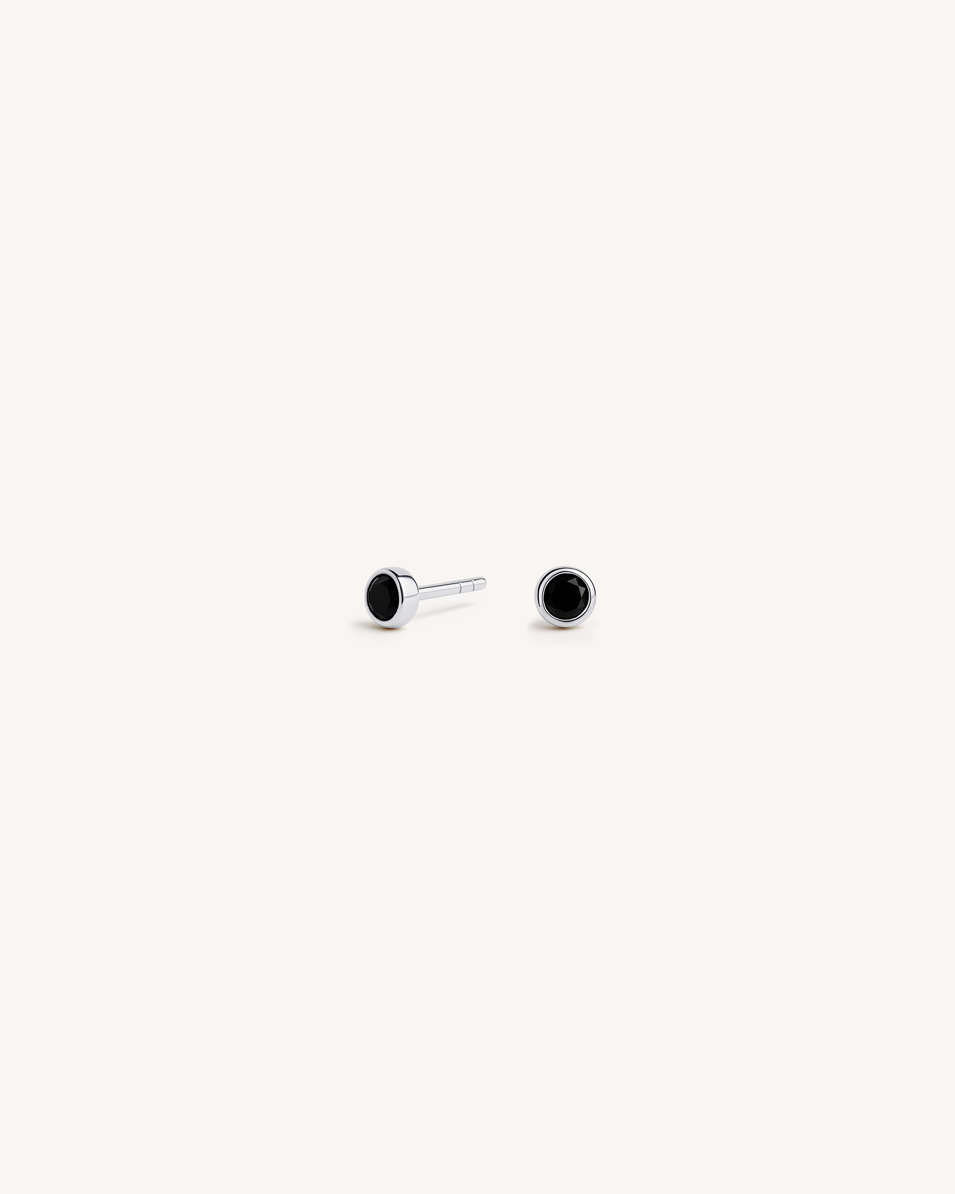 Mini Bezel Studs in Silver — Onyx