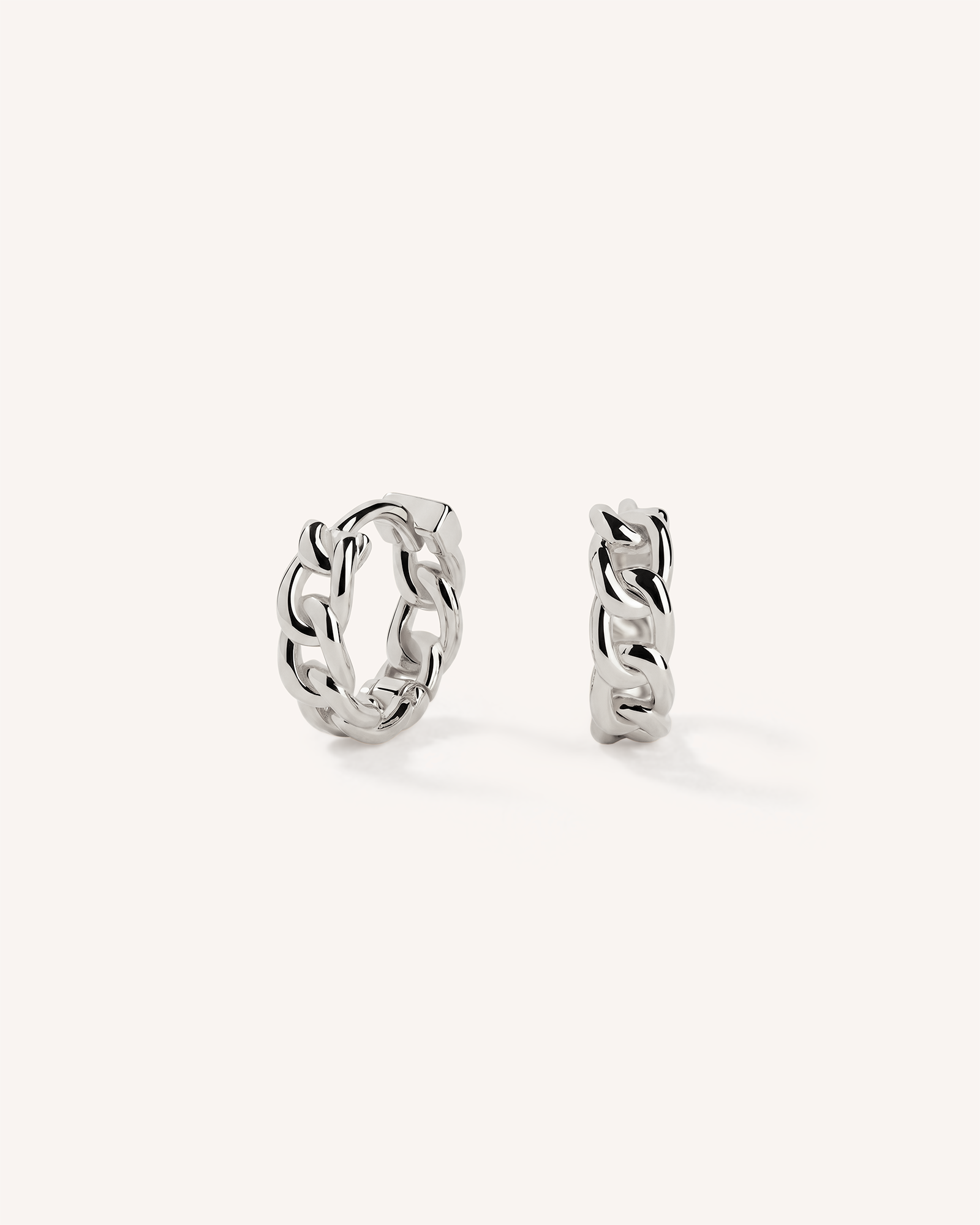 Chain Huggie Hoops in Silver