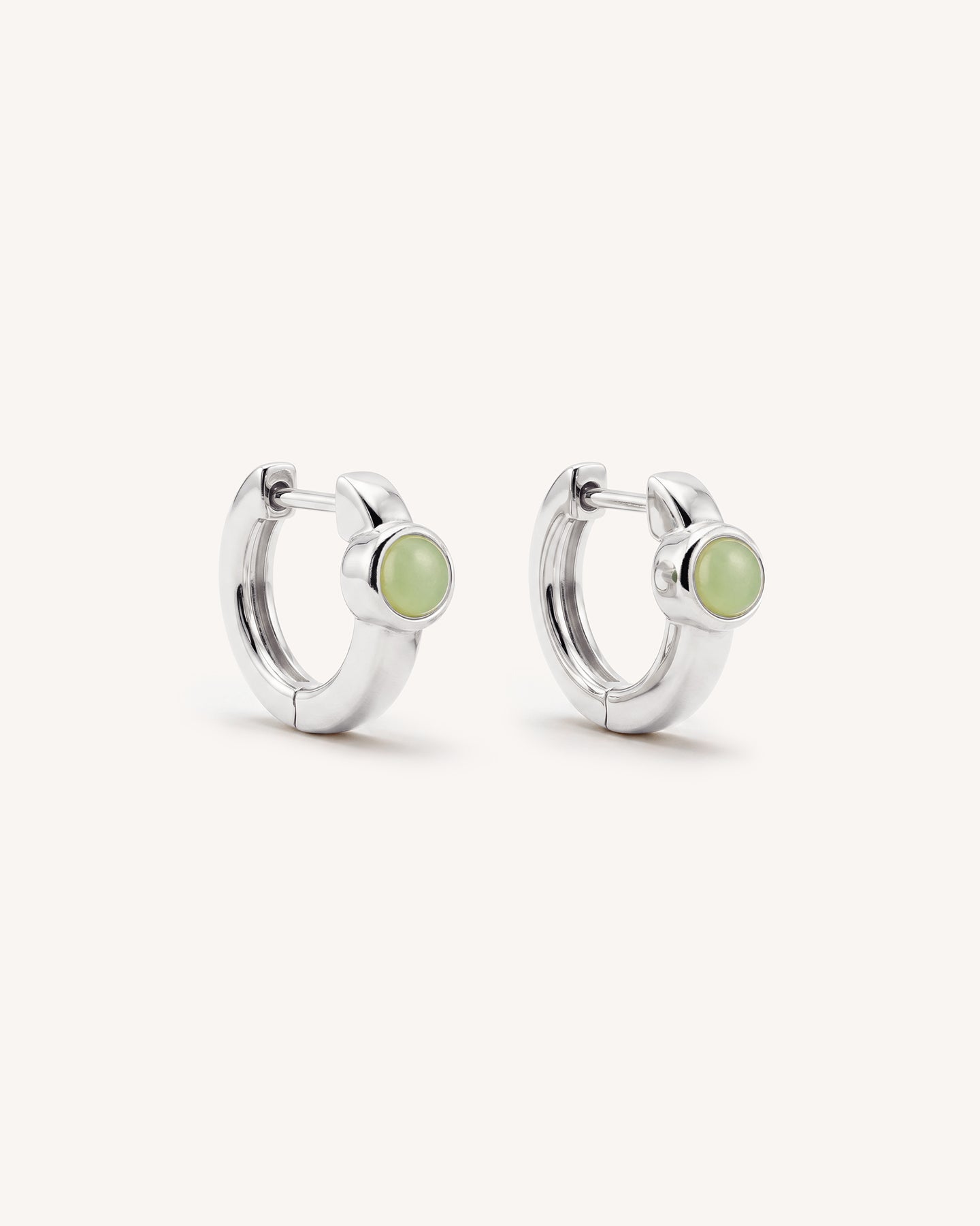 Chalcedony Huggie Hoops in Silver