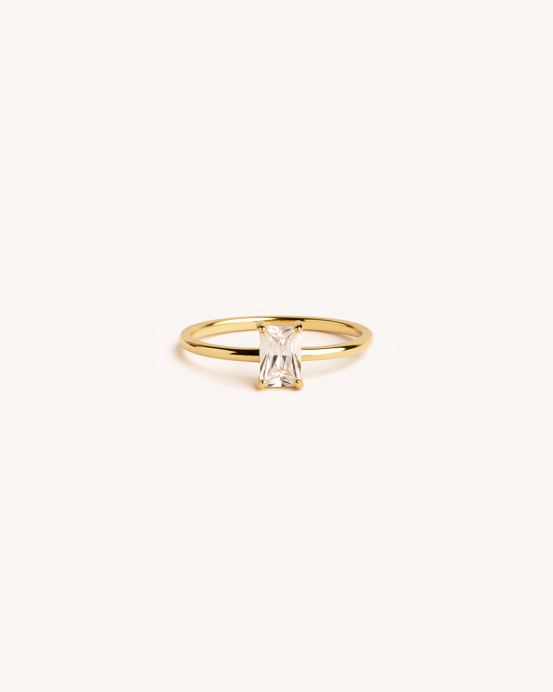 Solitaire Baguette Ring in Gold — Crystal