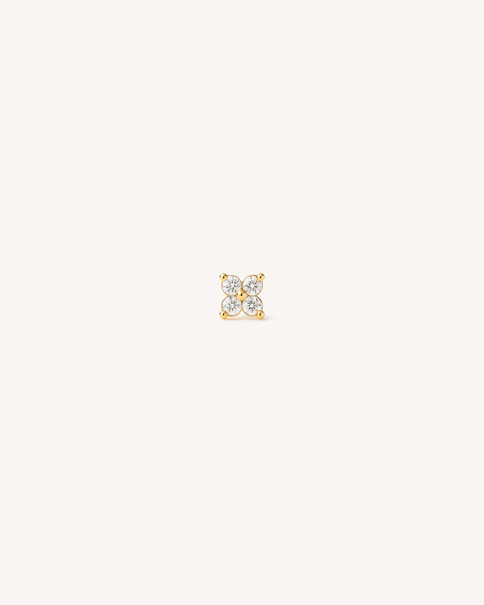 Flower Barbell Stud in Gold — Crystal — alternate view