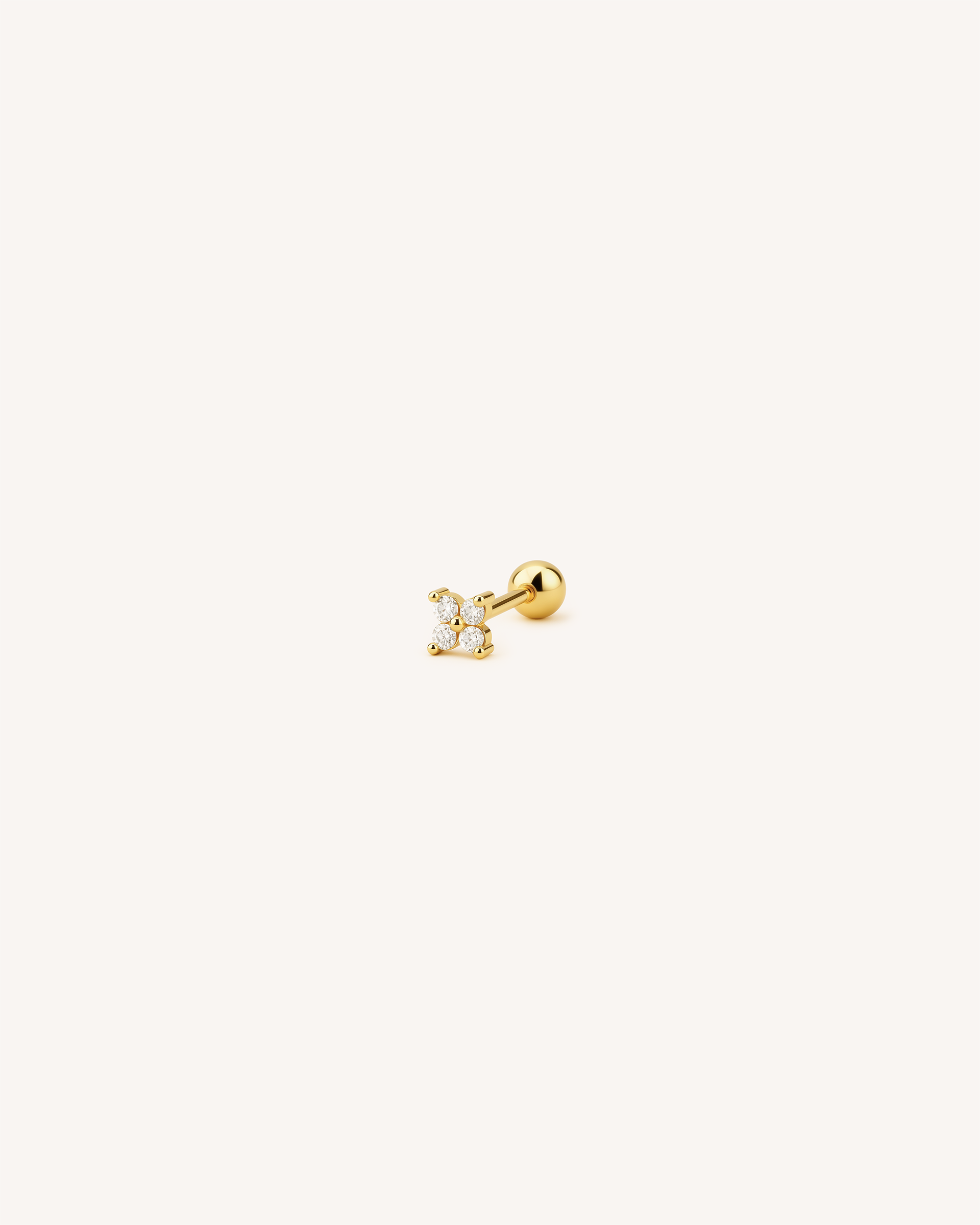 Flower Barbell Stud in Gold — Crystal