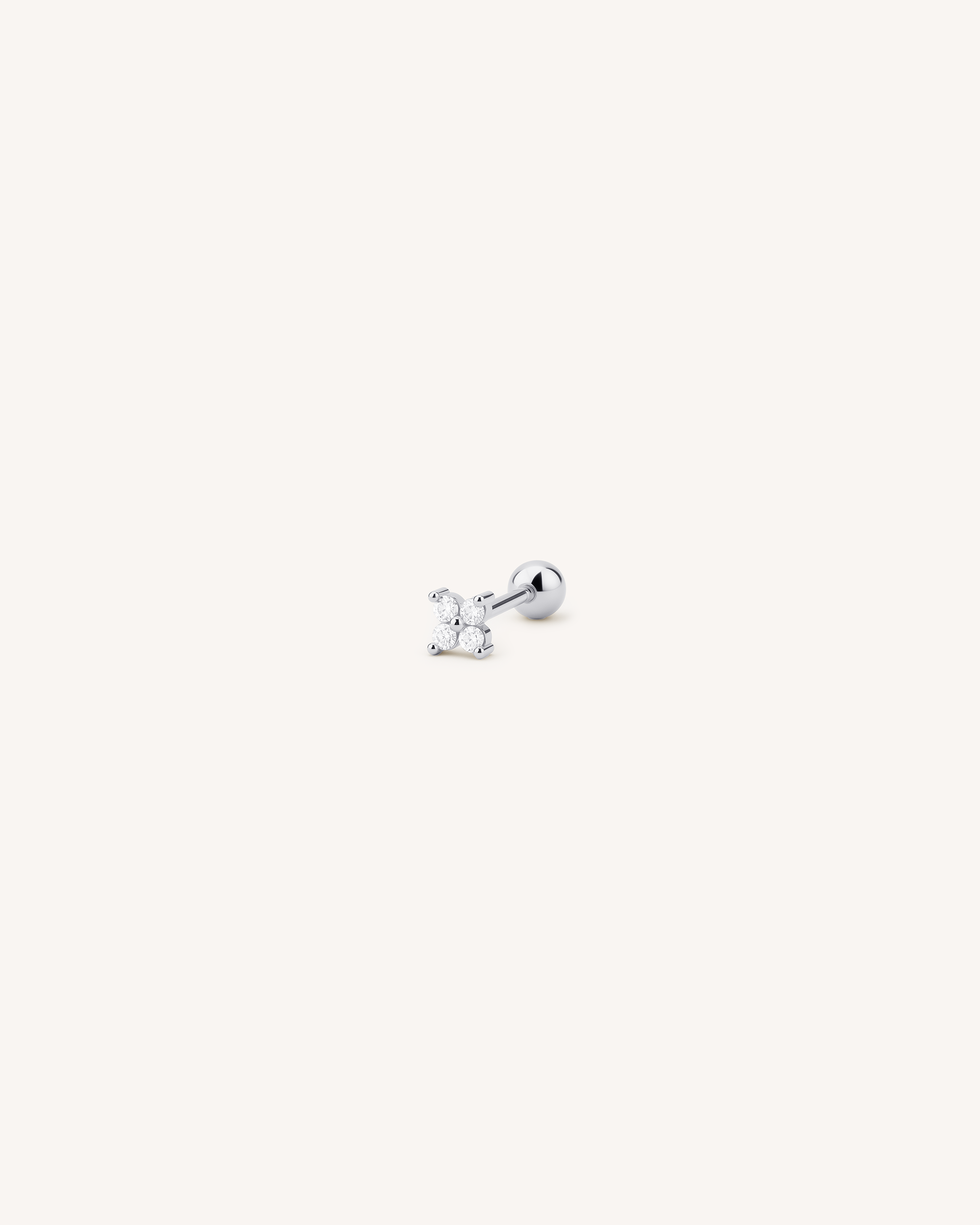 Flower Barbell Stud in Silver — Crystal