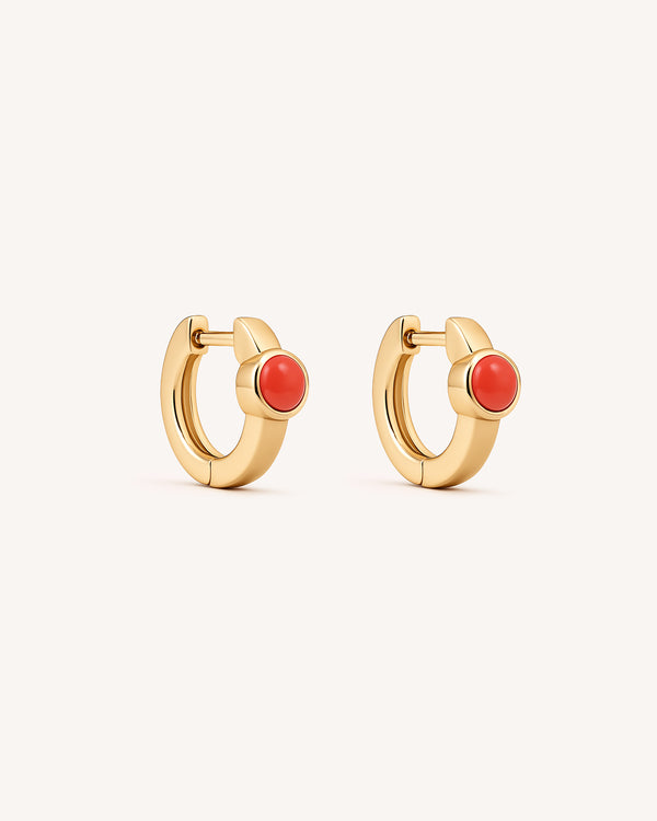 Coral Huggie Hoops