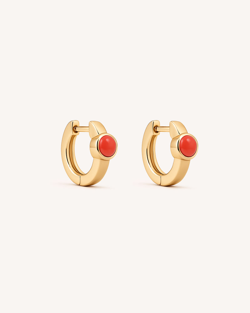 Coral Huggie Hoops