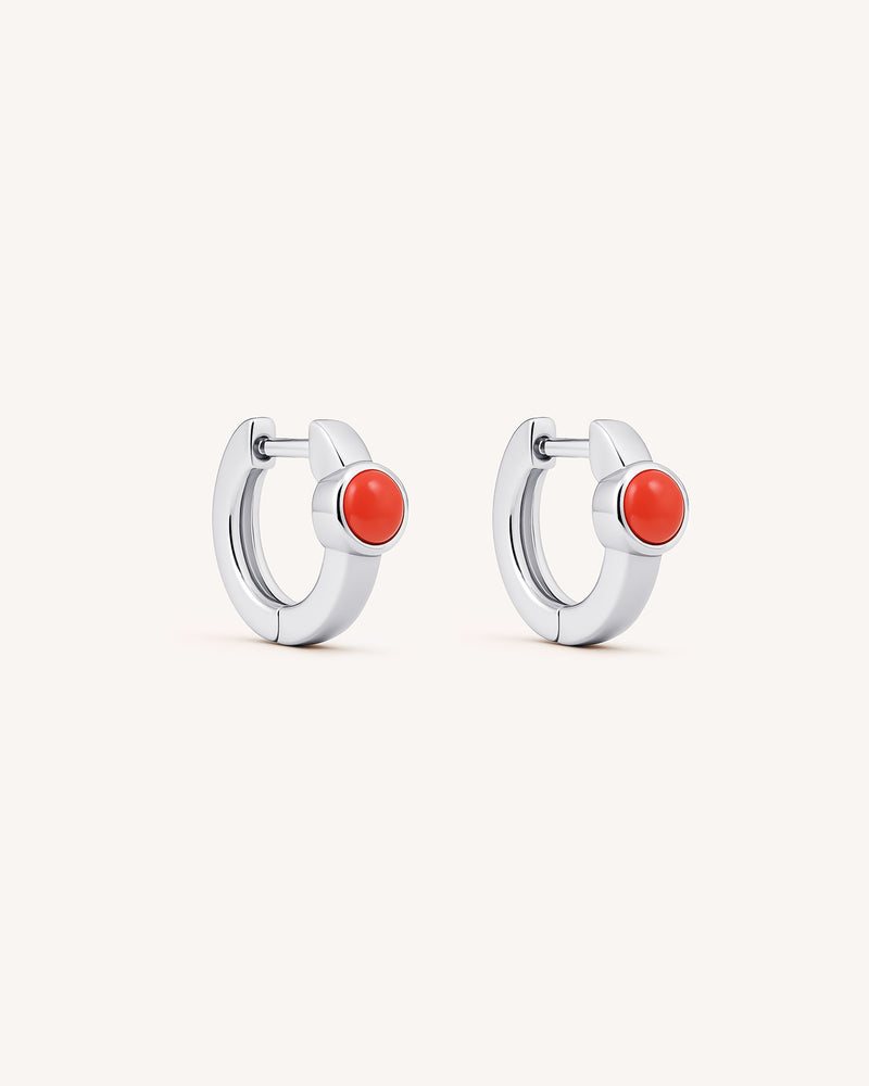 Coral Huggie Hoops