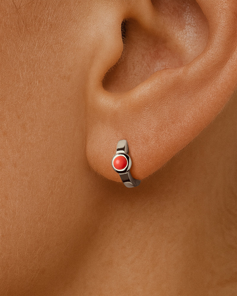 Coral Huggie Hoops