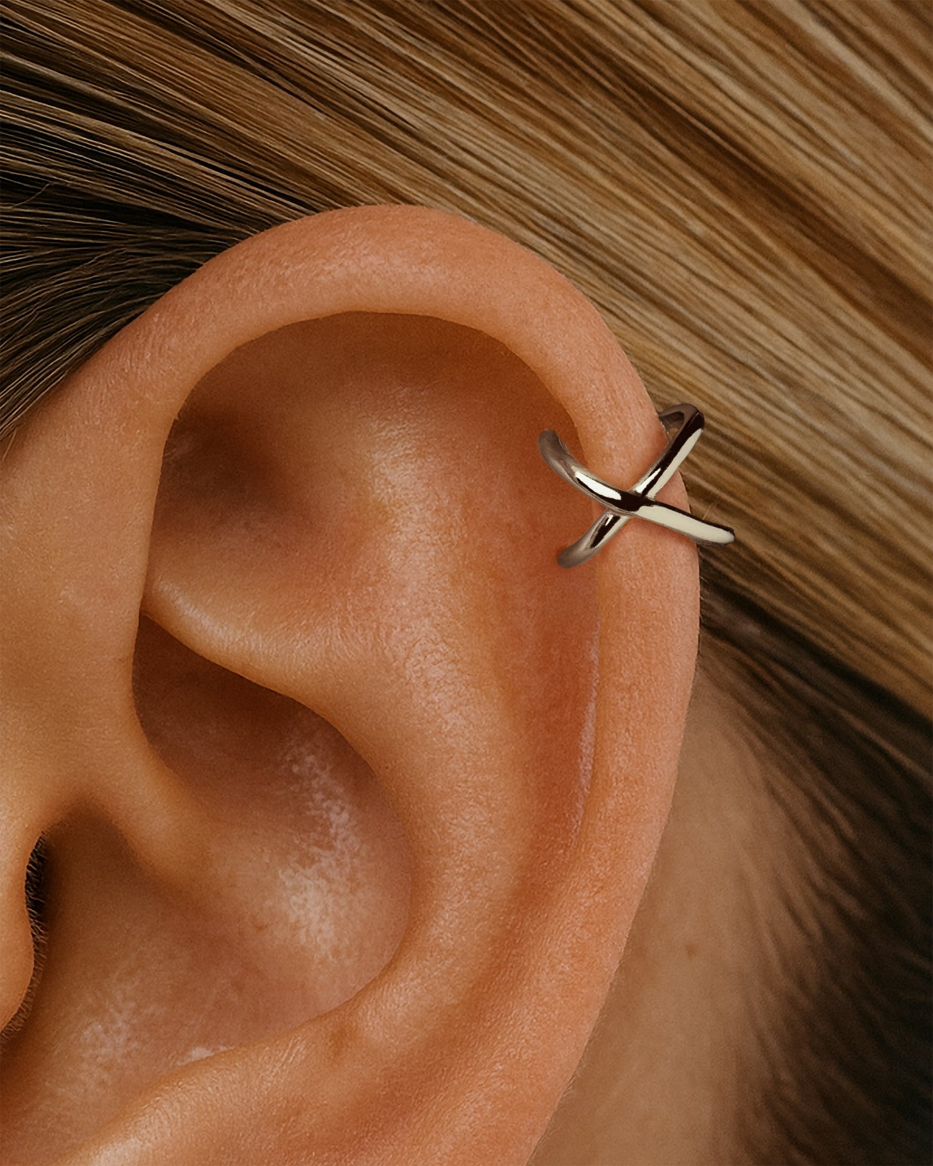 Criss Cross Helix Ear Cuff in Silver — alternate view