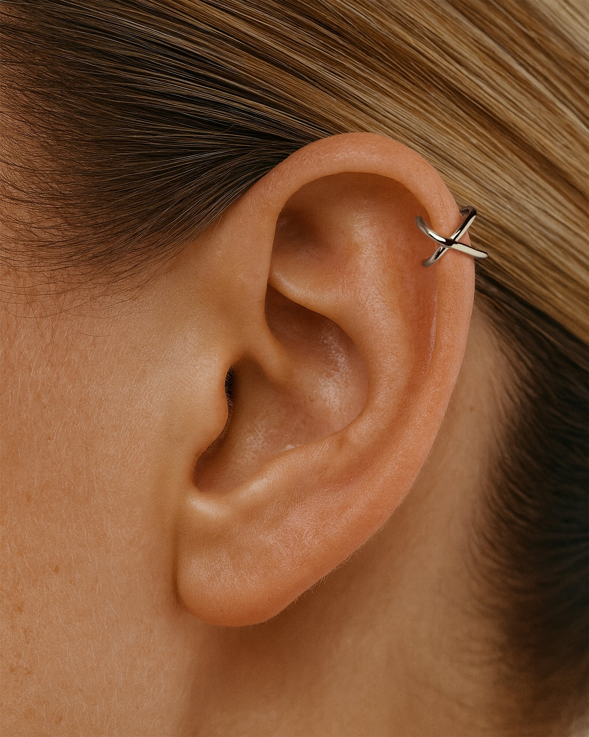 Criss Cross Helix Ear Cuff in Silver — alternate view