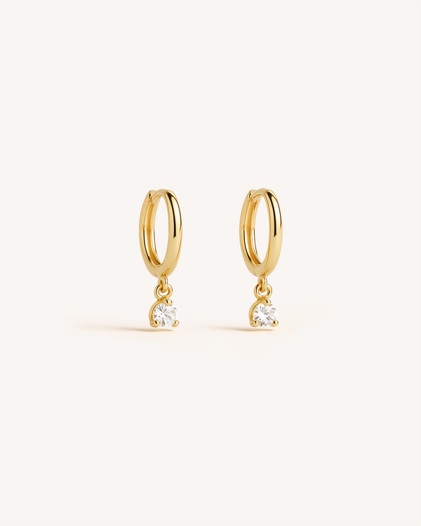 Solitaire Dangle Huggie Hoops