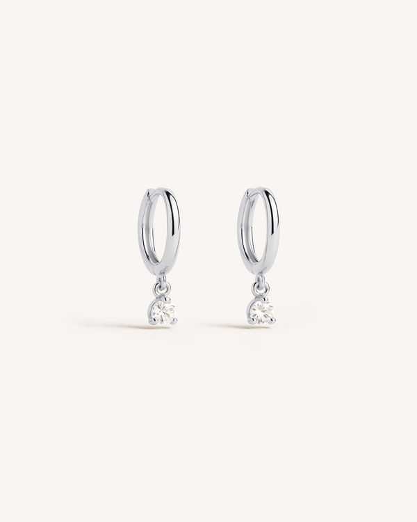 Solitaire Dangle Huggie Hoops