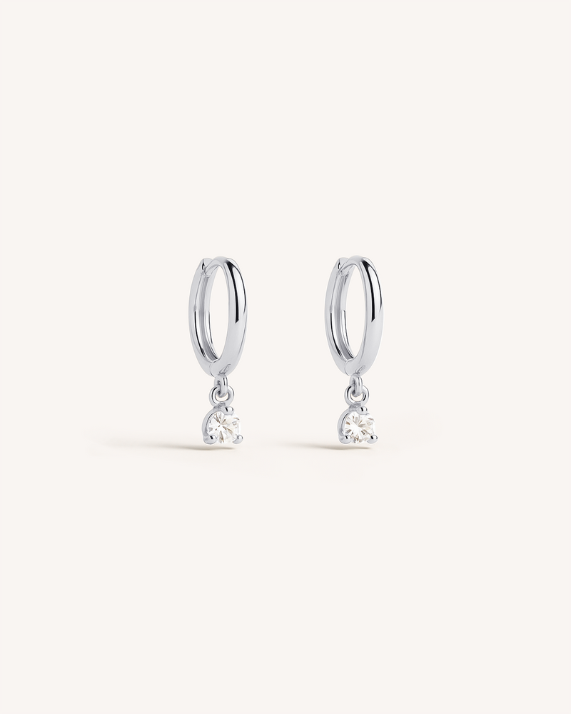 Solitaire Dangle Huggie Hoops