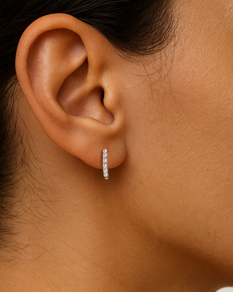 Dotted Pearl Hoops