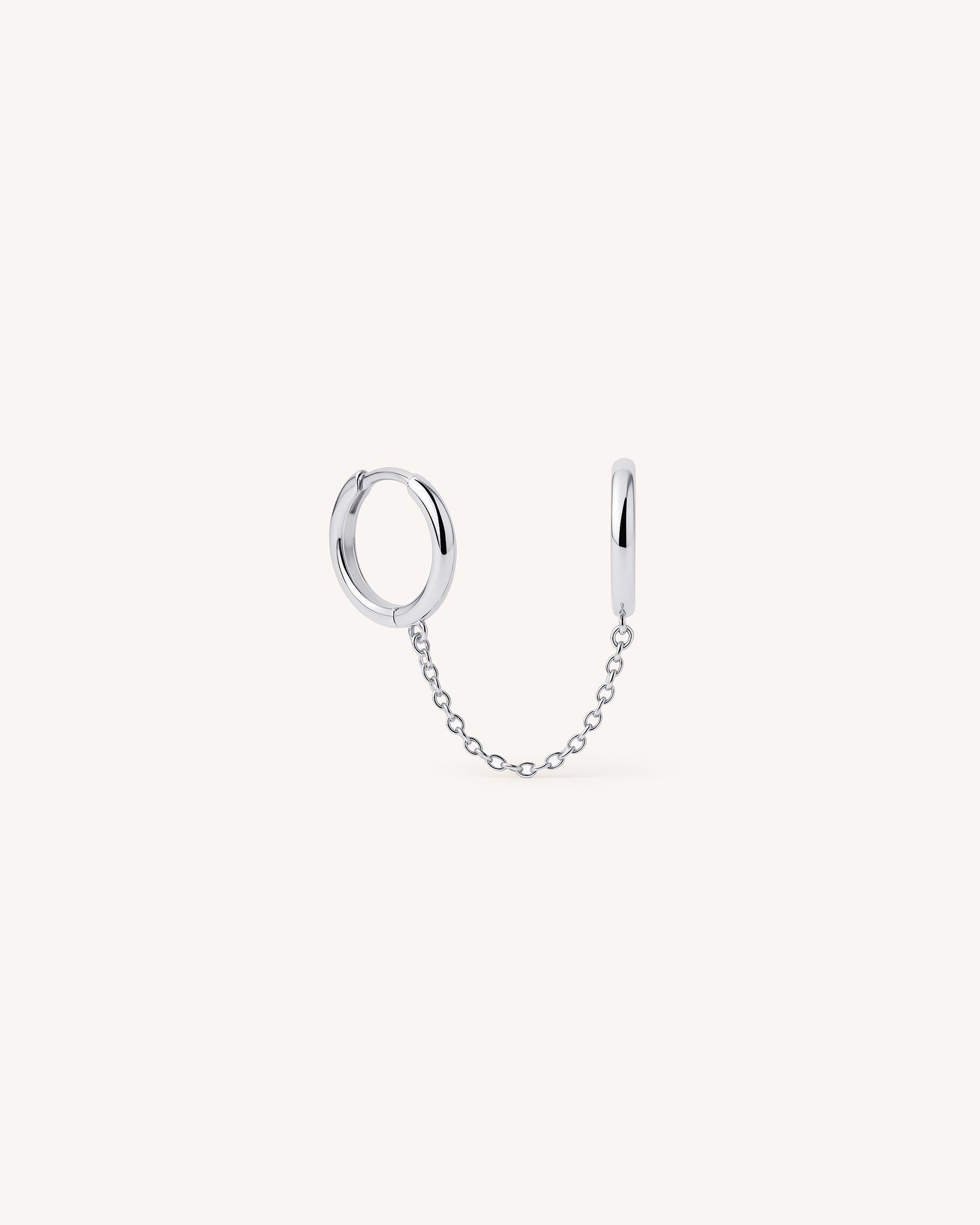 Double Chain Hoop Earrings in Silver
