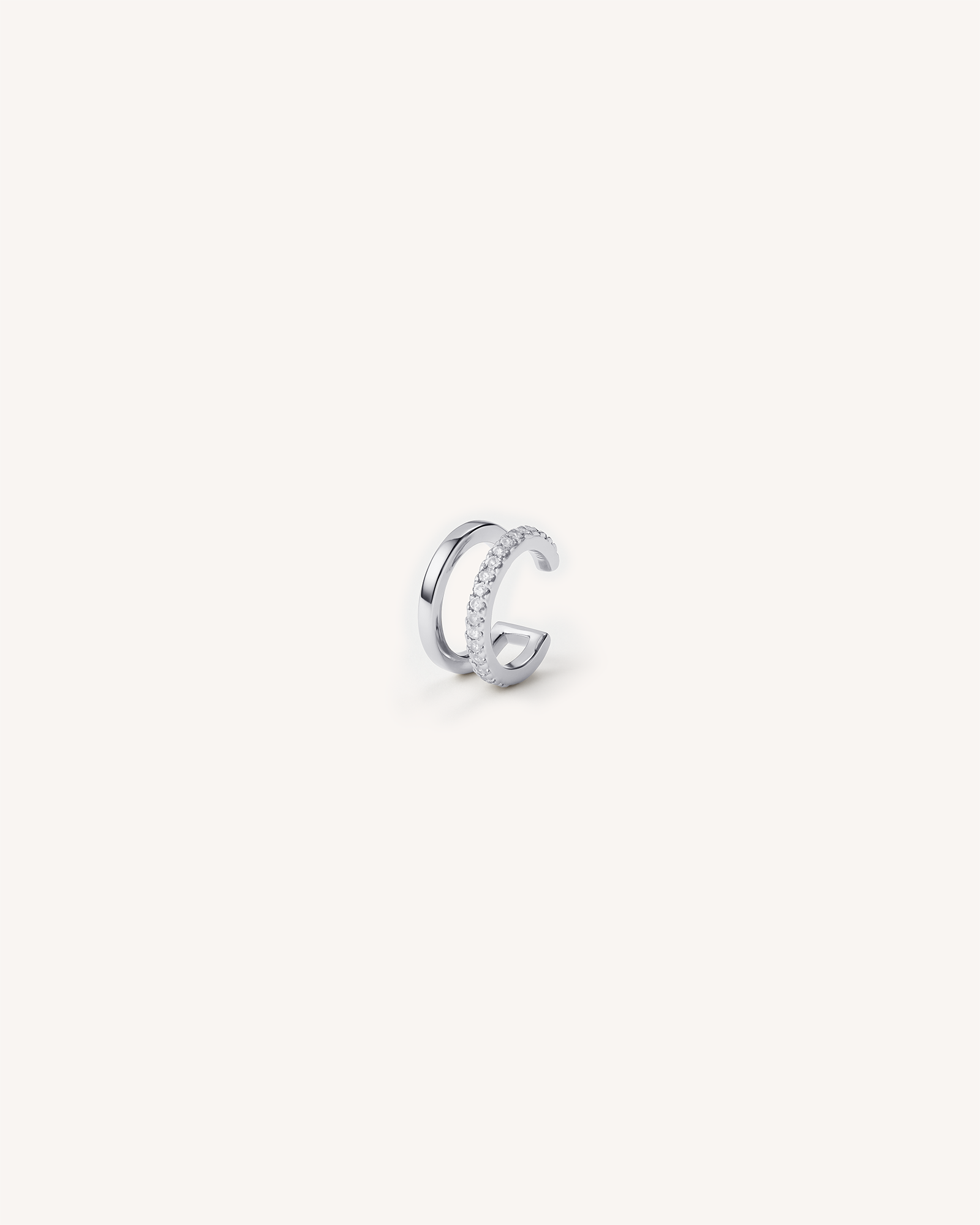 Double Pave Helix Ear Cuff in Silver